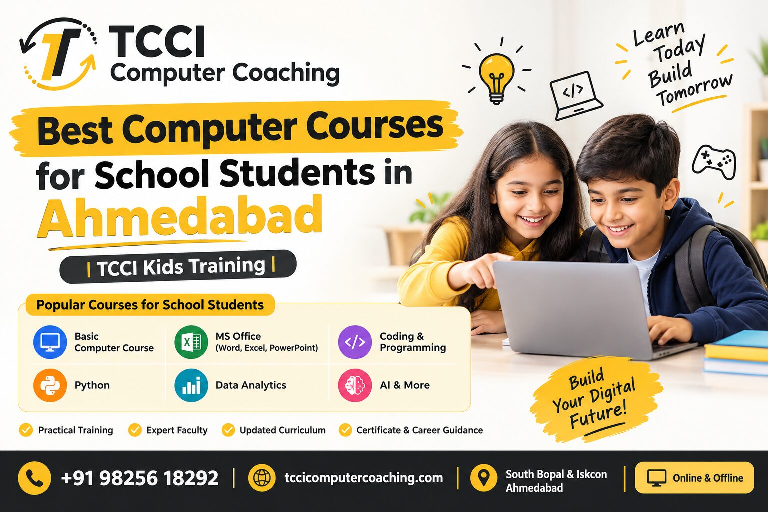 Best Computer Courses for School Students in Ahmedabad | TCCI Kids Training